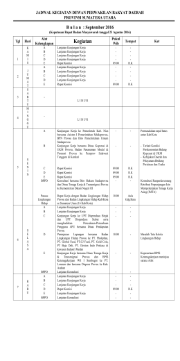 Jadwal Kegiatan Anggota DPRD-SU September-16