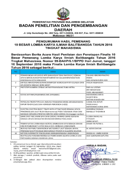 Page 1 PEMERINTAH PROVINSI SULAWESI SELATAN BADAN
