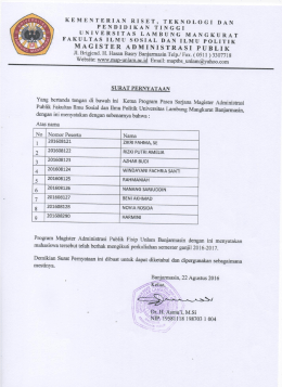 Magister Ilmu Administrasi Publik - Pascasarjana