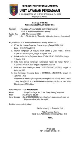 unit layanan pengadaan - LPSE Provinsi Lampung