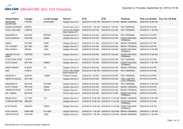 SINGAPORE (SG) Port Schedules