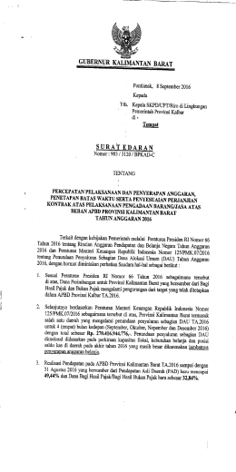 Surat Edaran Gubernur Kalimantan Barat Nomor : 903/3120/BPKAD