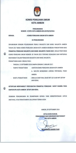 Page 1 KOMISI PEMILIHAN UMUM KOTA AMBON PENGUMUMAN
