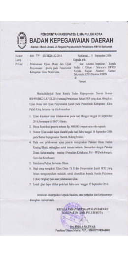 Jadwal Pelaksanaan Ujian Dinas 2016