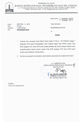 Surat Pengangkatan CPNS Lulusan Praja IPDN