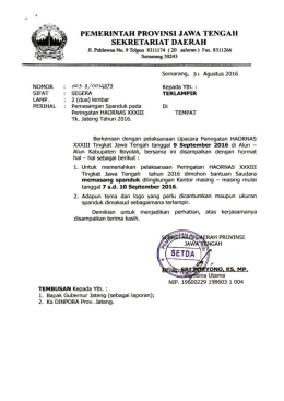 Surat Edaran Pemasangan Spanduk Haornas 2016