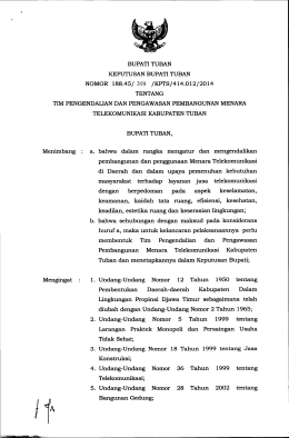 EUPATI TUBAN _ KEPUTUSAN BUPATI TUBAN NOMOR 188.45