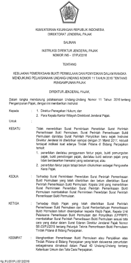 Kebijakan Pemeriksaan Bukti Permulaan Dan