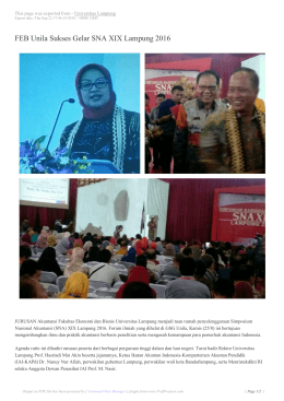 FEB Unila Sukses Gelar SNA XIX Lampung 2016