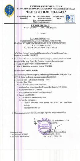 Pengumuman Psikotes Non Diploma