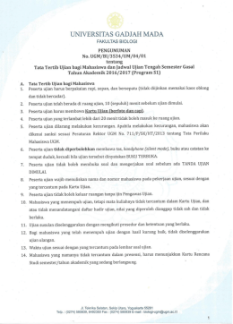 Tata Tertib dan Jadwal UTS - Fakultas Biologi Universitas Gadjah