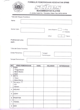 formulir pemeriksaan kesehatan