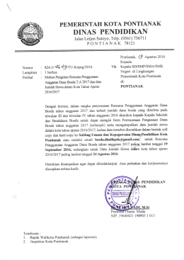 Page 1 Nomor Lampiran Perihal Tembusan : PEMERINTAH KOTA