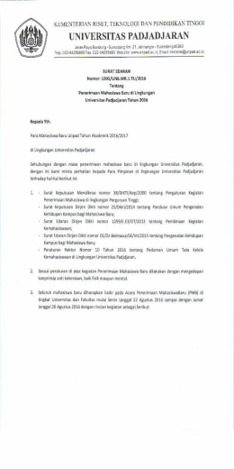 Surat Edaran Penerimaan Mahasiswa Baru Unpad