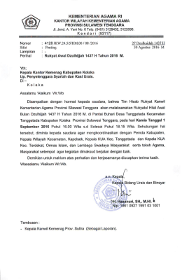 Page 1 KEMENTERIAN AGAMA RI KANTOR WILAYAH