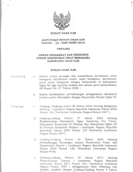 Page 1 BUPATH OGAN ILIR j:EPIUTUSAN BIUPATI OGAN JLIR