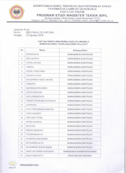 Magister Teknik Sipil - Pascasarjana