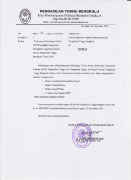 Page 1 PENGADILAN TINGGI BENGKULU, Jalan Pembangunan