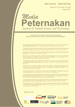 Journal of Animal Science and Technology - Journal IPB