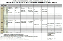 Jadwal Kuliah Teknik Sipil Semester Ganjil TA