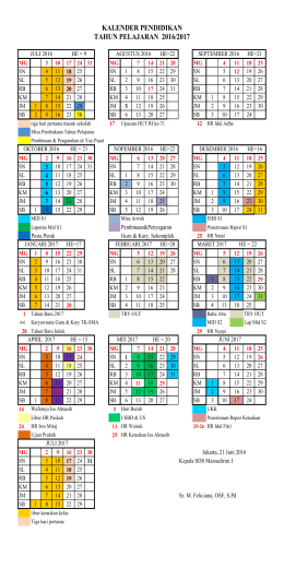 kalender pendidikan tahun pelajaran 2016/2017