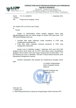 Surat Resmi Pengumuman Gangguan Teknis Laman KMS LKPP se