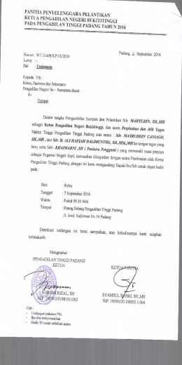 Undangan - Pengadilan Tinggi Padang
