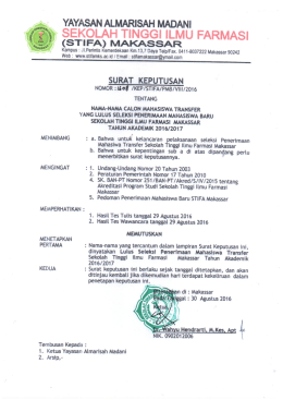 SURAT KEPUTUSAN - Sekolah Tinggi Ilmu Farmasi Makassar