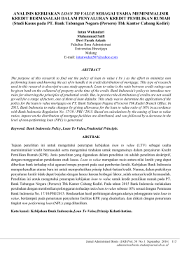 ANALISIS KEBIJAKAN LOAN TO VALUE SEBAGAI USAHA