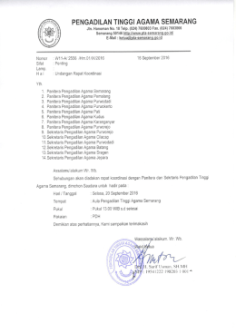 Undangan Rapat Koordinasi Panitera dan Sekretaris