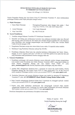 Page 1 PENGUMUMAN PENGADAAN BARANG DAN JASA PT