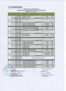 Jadwal Program Studi Teknik Perawatan dan