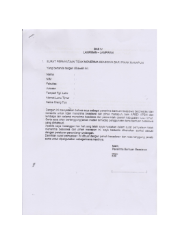 Formulir Beasiswa Mahasiswa th.2016