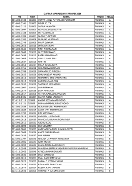 Daftar NIM dan Kelas FARMASI 2016