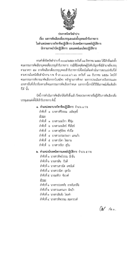 Page 1 ประกาศจังหวัดลำปาง เรื่อง ผลการคัดเลือกเพื่อบรรจุและแต่งตั้ง