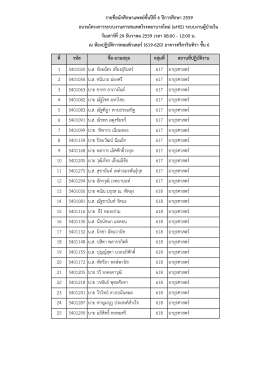 รายชื่อนักศึกษาแพทย์ชั้นปีที่ 6 ปีการศึกษา 2559 อบรมโครงการระบบงาน