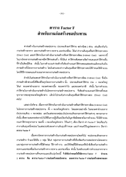 ตาราง Factor F สำหรับงานก่อสร้างชลประทาน