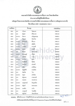 ประกาศรายชื่อผู้มีสิทธิ์เข้าศึกษา หลักสูตรวิทยาศาสตรบัณฑิต
