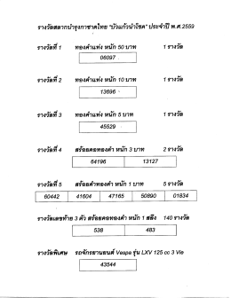 ผลรางวัลสลากบำรุงกาชาดไทย "บัวแก้วนำโชค" ประจำปี พ.ศ. 2559