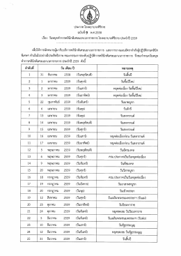 ประกาศวันหยุดทำการคลินิกพิเศษนอกเวลาราชการ โรงพยาบาลศิริราช ปี 2559