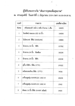 Page 1 ผู้ได้รับของรางวัล "เดินการกุศลเพีอสุขภาพ" ณ สวนลุมพินี วันเสาร์ที่