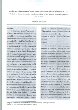 การศึกษาการหมักเอทานอลจากน้ำตาลรีดิวซ์จากการย่อยสลายฟางข้าวด้วย