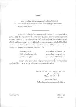 ประกาศ รายชื่อผู้ชนะการประกวดราคาว่าจ้าง ที่ E46/2558