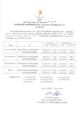 ประกาศประจำปี 2559 - ฝ่ายสัญญาซื้อขายไฟฟ้า การไฟฟ้าฝ่ายผลิตแห่ง