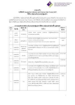 ภาคผนวกที่ 2 รายชื่อสินค้า Geographical Indications และ American