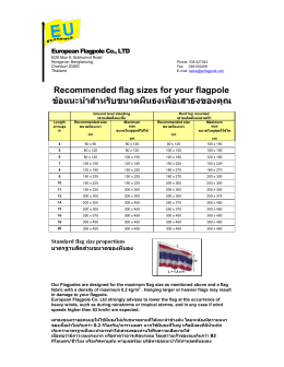 Recommended flag sizes for your flagpole ข  อแนะนําสําหรับขนาดผืน