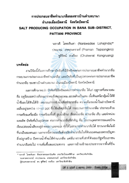 การประกอบอาชีพทำนาเกลือของชาวนาตำบลบานา อำเภอเมืองปัตตานี