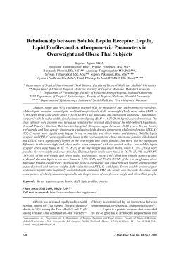 Relationship between Soluble Leptin Receptor, Leptin, Lipid Profiles