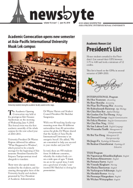 President`s List - Out - Asia-Pacific International University