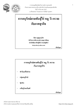 การอนุรักษ์สายพันธุ์ไก่ หมู วัว ควาย กับภาคธุ